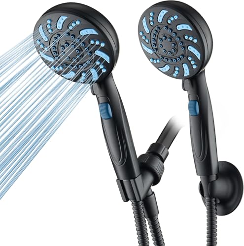 Seen-On-TV High Pressure 8-mode Handheld Shower Head - 2-mode Power Wash to Clean Tub, Tile & Pets, Stay-Clean Nozzles, Extra Long 6 ft. Stainless Steel Hose, Wall & Overhead Brackets, Modern