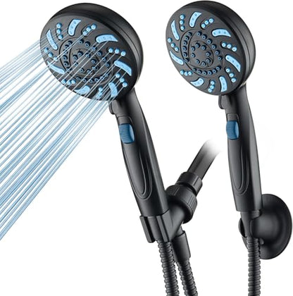 Seen-On-TV High Pressure 8-mode Handheld Shower Head - 2-mode Power Wash to Clean Tub, Tile & Pets, Stay-Clean Nozzles, Extra Long 6 ft. Stainless Steel Hose, Wall & Overhead Brackets, Modern