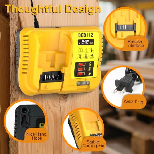 DCB112 12V 20V Max Battery Charger Replacement for Dewalt (Yellow-A)