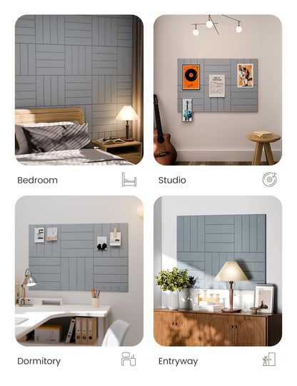 Felt Bulletin Board & Cork Board Alternative 36'' x 24'' (Slate Gray-1 / Bold-stripe 6-pack)