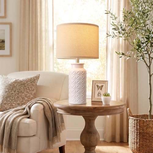 22.6" Modern Ceramic Bedside Lamps Set of 2