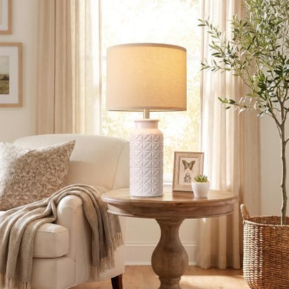 22.6" Modern Ceramic Bedside Lamps Set of 2