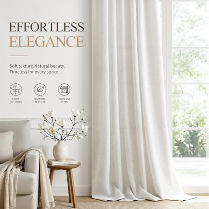 Natural Linen Curtains 93 Inches Long for Living Room 2 Panels (Natural / 52"W x 93"L (Pack of 2))