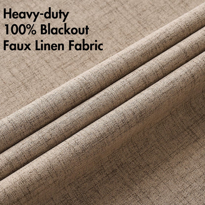 100% Blackout Linen Curtains for Bedroom 52x94 Inches Copper Brown (Copper Brown / 52"W x 94"L (Pack of 2))