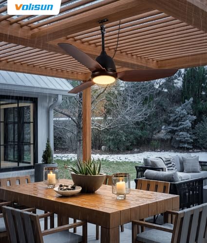 Outdoor Ceiling Fans with Light for Patios (Brown)