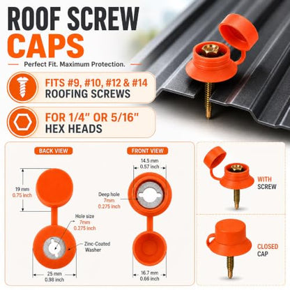 Metal Roof Screw Caps (Orange)