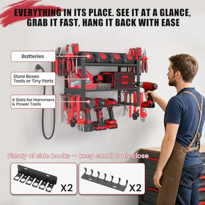 Power Tool Organizer Wall Mount with Charging Station