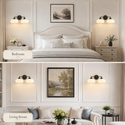 2 Light Milk White Glass Wall Sconce