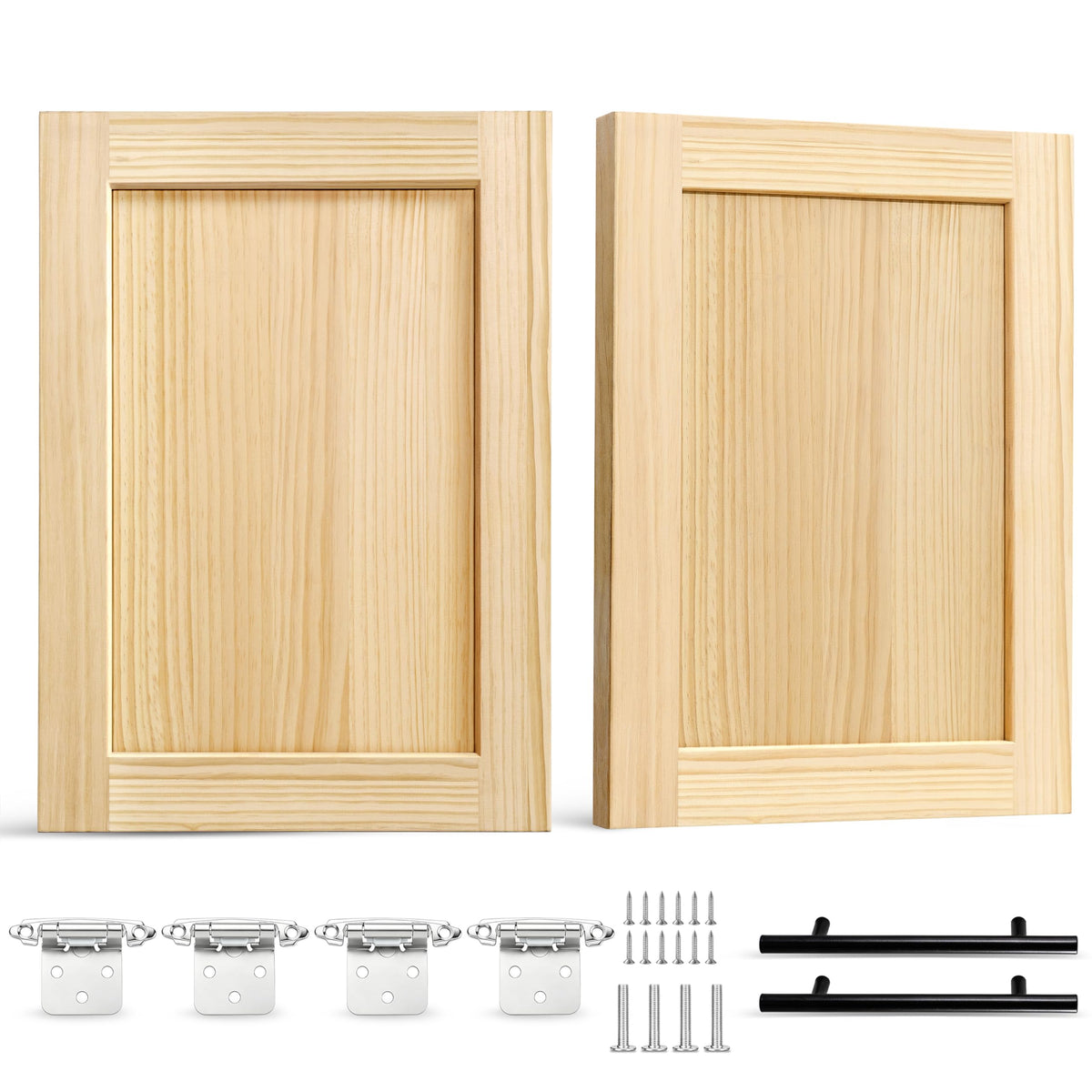 2 Pack Unfinished Pine Shaker Cabinet Doors 17.7" W x 22.5" H (17.7'' Wx22.5'' H)