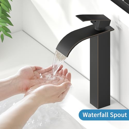 Tall Bathroom Faucet Vessel Sink Faucet with Drain (With Drain / Oil Rubbed Bronze)