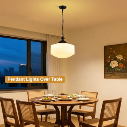 Vintage Milk Glass Pendant Light