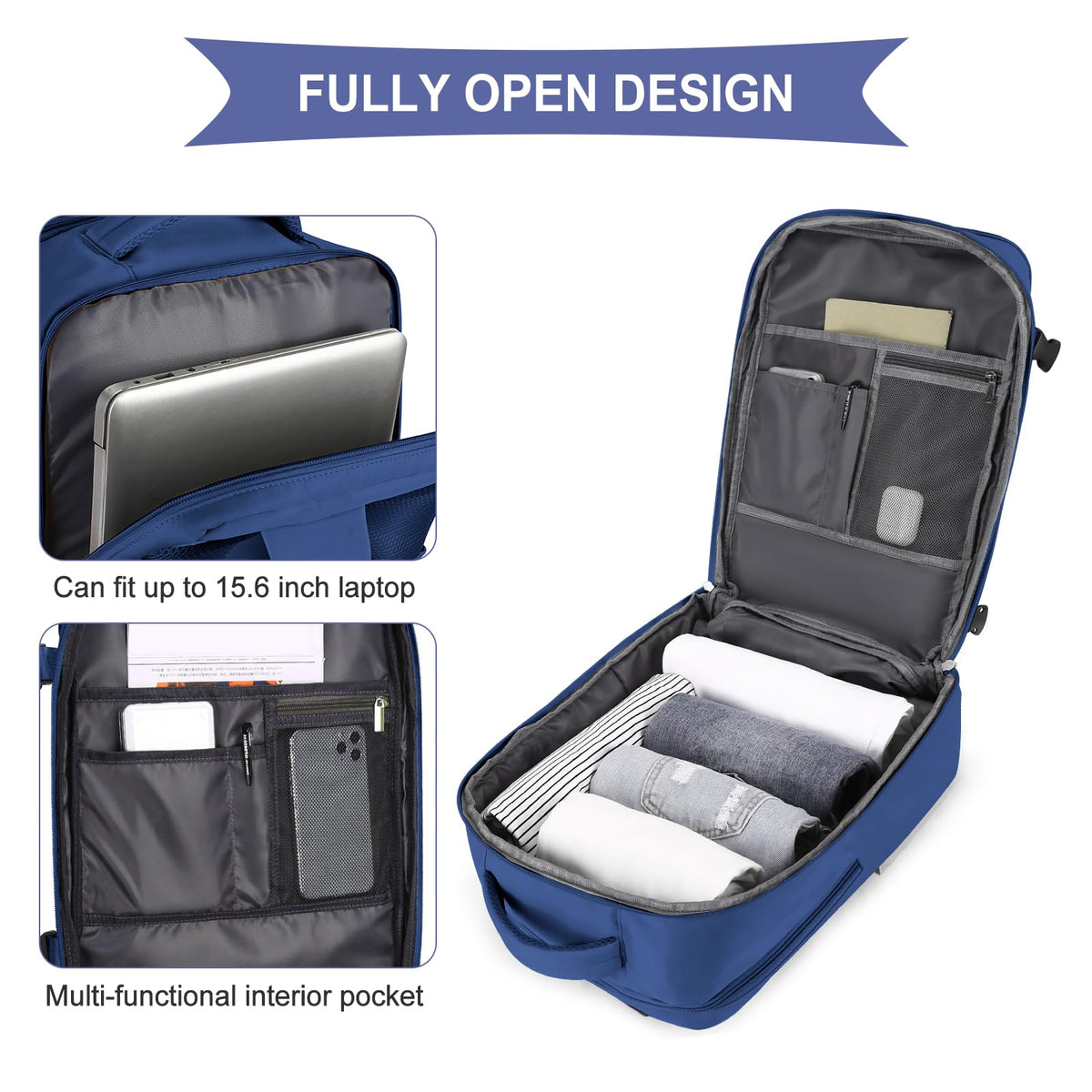 Large Travel Backpack For Women Men (Royal Blue / 30 liters)
