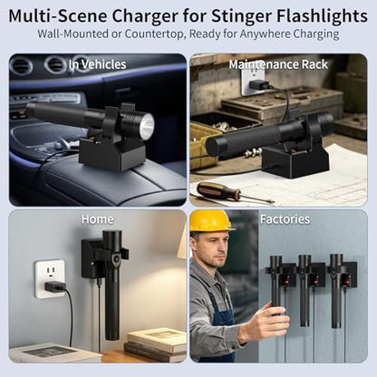 Upgraded USB C Charger Holder Compatible with Streamlight Stinger Series Flashlight