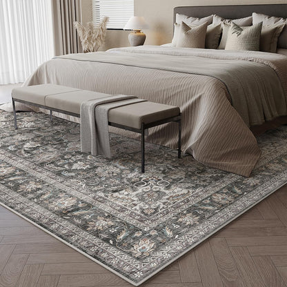 9x12 Washable Area Rug Black Grey Vintage Rug for Living Room (Black/Grey / 9' x 12' (Rectangular))