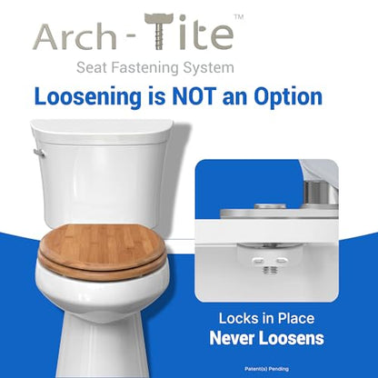 Bamboo Toilet Seat with HushMotion Soft Close and Magnetic Quick