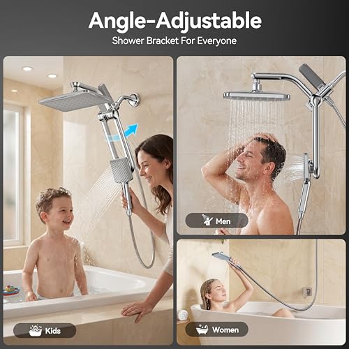 Dual Filtered Rainfall Handheld Showerhead Spray Combo for Bathroom (Chrome)