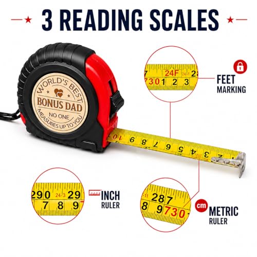 Gifts for Men Personalized Engraved Tape Measure Birthday Fathers Day from Daughter Son Woodworking Carpenter Tool Gifts for Men 7.5m