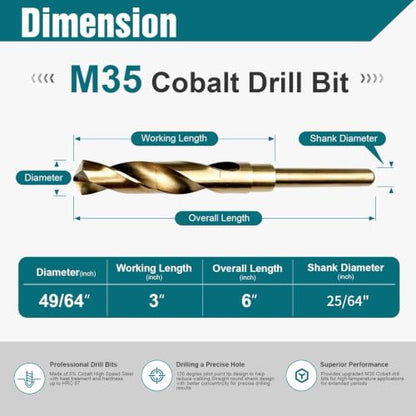 49 64 Inch Cobalt Drill Bit (49/64 Inch)