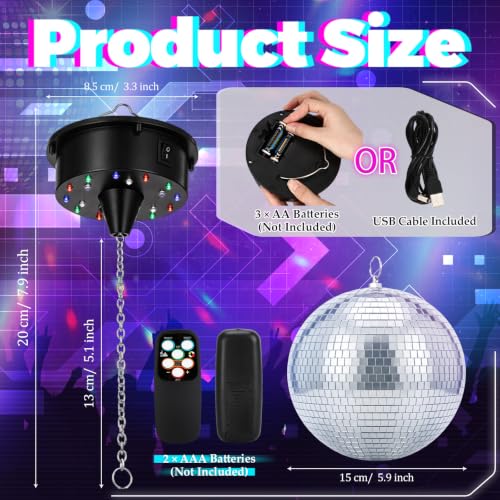 Mirror Disco Ball with Motor and Light