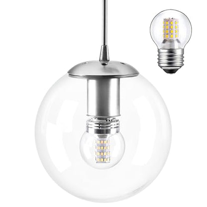 6" Modern Globe Pendant Light Mid
