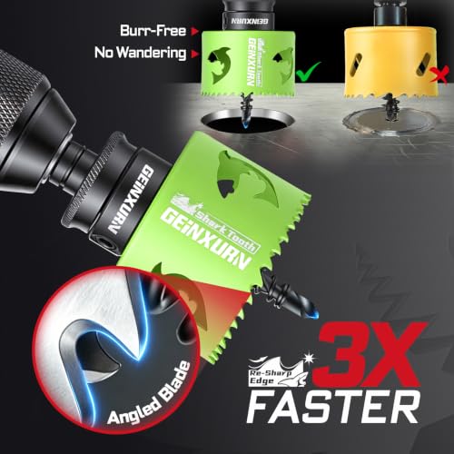 2-1/2 in(64mm) Hole Saw Set, HSS Bi-Metal Hole Cutter with Arbor and Hex Wrench, 5PCS Hole Saw Kit for Wood, Drywall, PVC Boards, Thin Metal & Plastic (5 PCS 2-1/2" Hole Saw Set)