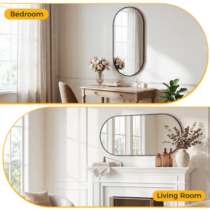 24" x 48" Oval Bathroom Mirror (Black / 24"L x 48"W / Oval)
