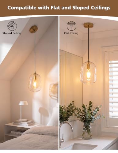 1 Pack Pendant Lights Kitchen Island (Gold+Clear 1 Pack)