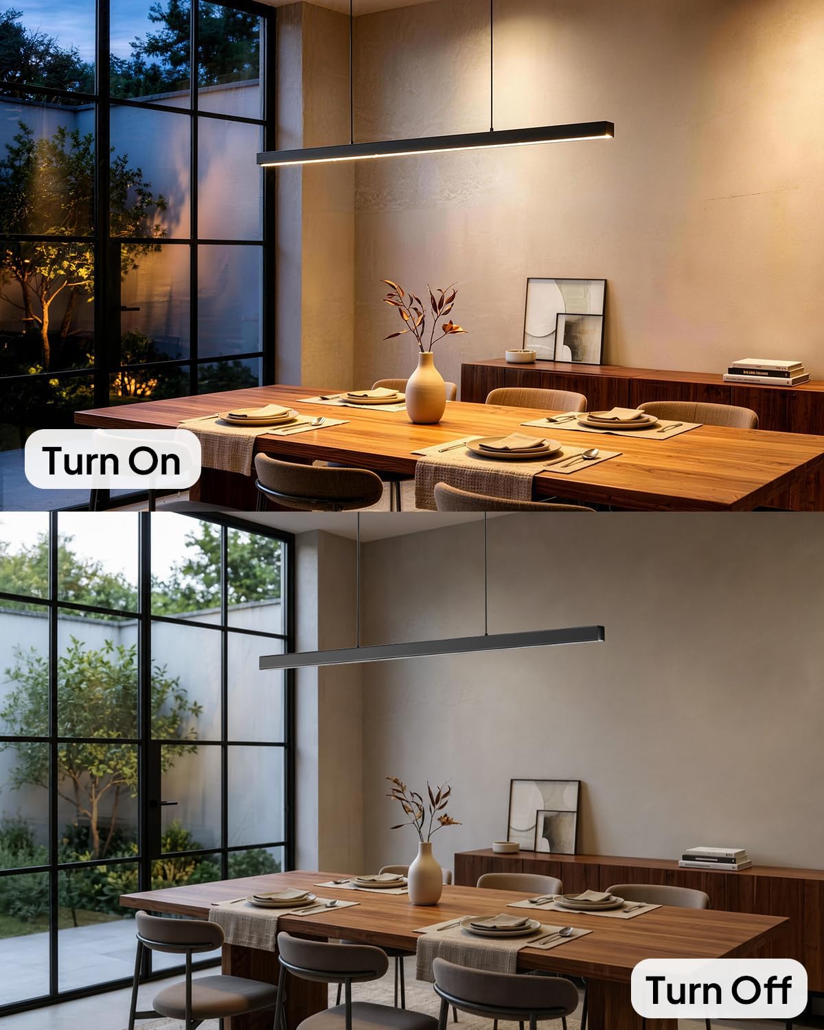 Modern LED Island Lights for Kitchen (Black-Liner / 31.5in)