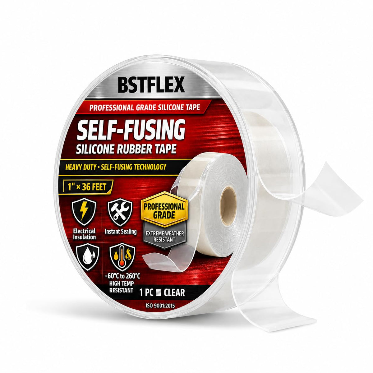 Self Fusing Silicone Tape 1" x 36' (Clear / 1-Inch x 36-Feet)