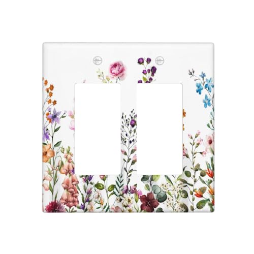 Wildflower Floral Plant Decorative Light Switch Cover Colorful Flower Switch Plate Covers Single Blank Wall Plates Electrical Faceplate for Kitchen Bathroom Bedroom 5" x 3"
