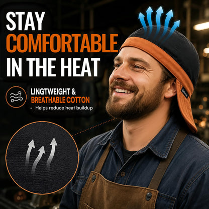 Welding Cap Breathable Cotton Welders Cap with Sweatband (Medium / Black+black)