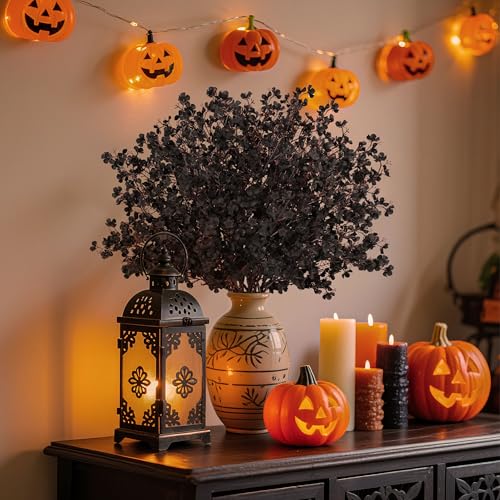 10Pcs Halloween Flowers Artificial Floral Stems for Gothic Decor (Black)