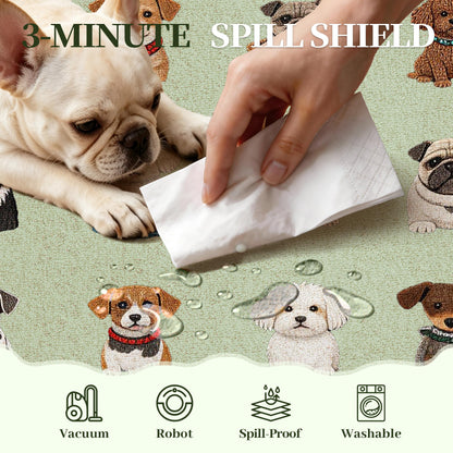 Waterproof 3x5 Runner Rug Non Slip Floor Runners for Dogs (Dog Green / 3' x 5' (Runner))