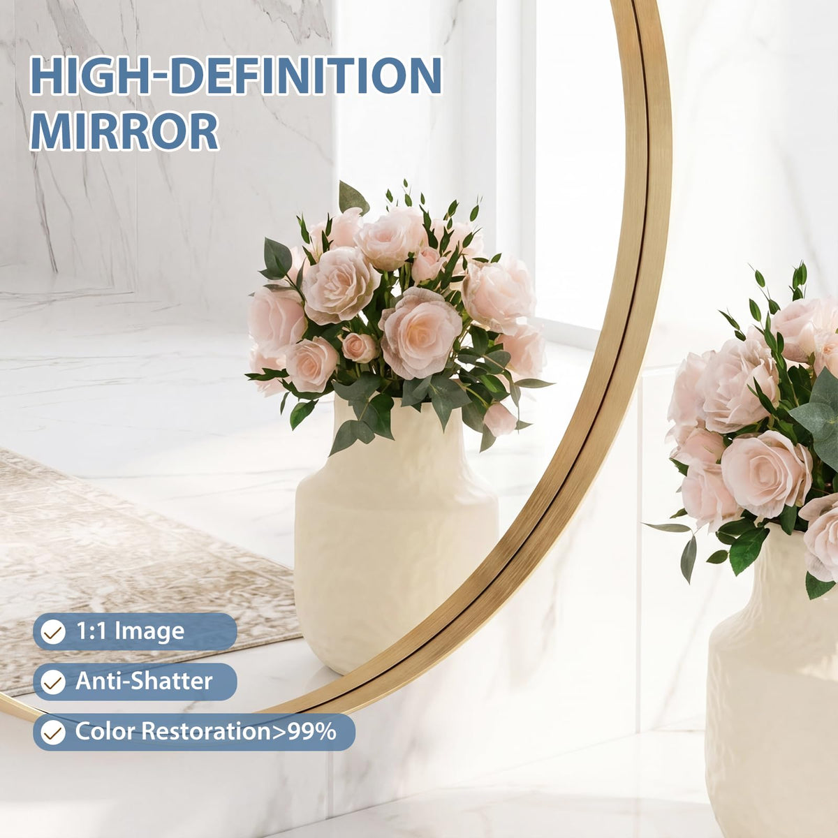 Round Wall Mirror 24 Inch (Gold / 20"L x 20"W / Concave-Circle)