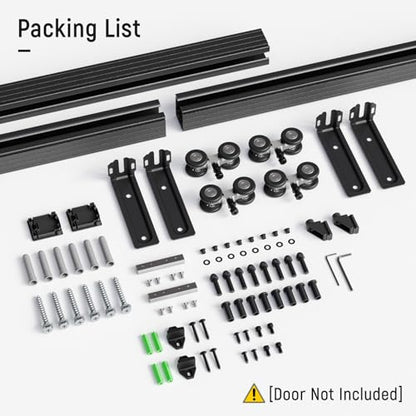 8FT 96'' Ceiling Mount Box Rail Barn Door Hardware Kit (8FT/96" for Double Door)