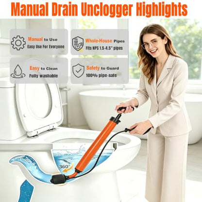 Manual Drain Unclogger (Orange)