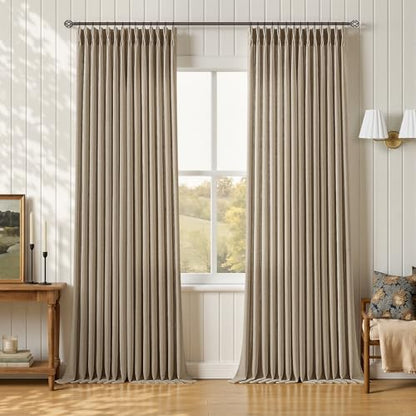 Memory Training 92 Inch Pinch Pleated Linen Light Filter Curtains Dark Flax (Dark Flax / 40"W x 92"L (Pack of 2))