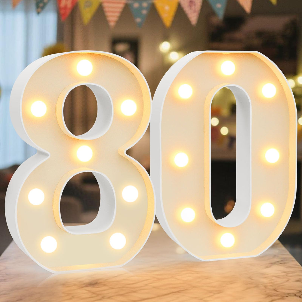 8.86 Inch Marquee Light Up Numbers 80 for Party Decorations (Number 80 / 8.86 in)
