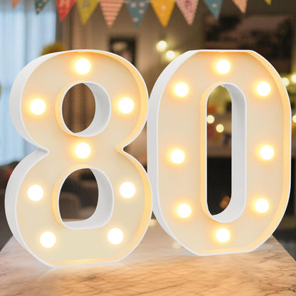 8.86 Inch Marquee Light Up Numbers 80 for Party Decorations (Number 80 / 8.86 in)