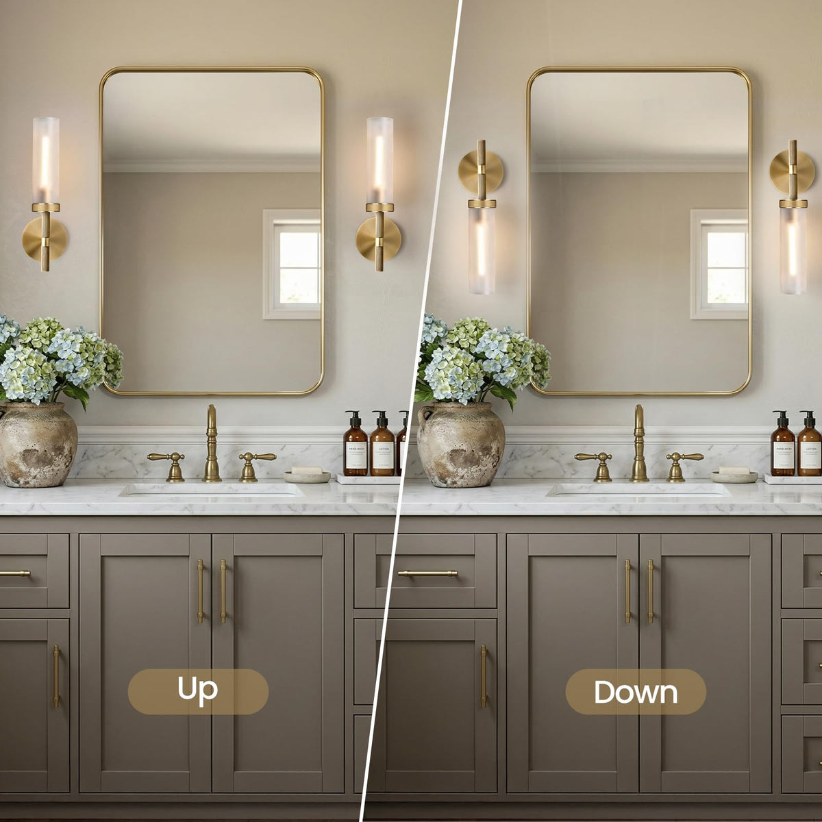 15" Knurled Brass Bathroom Wall Sconces (Brass-1PC)