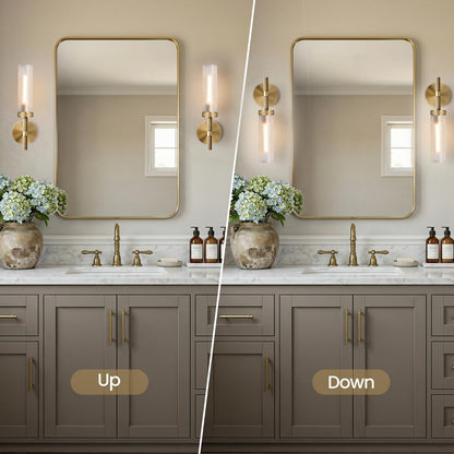 15" Knurled Brass Bathroom Wall Sconces (Brass-1PC)