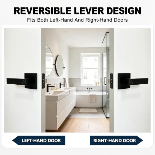 Privacy Matte Black Door Handles for Bedroom and Bathroom