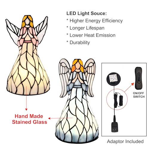 10.75” Tiffany Style Angel Figurines LED Lamp
