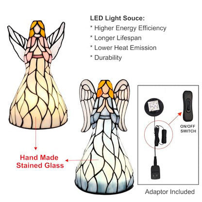 10.75” Tiffany Style Angel Figurines LED Lamp