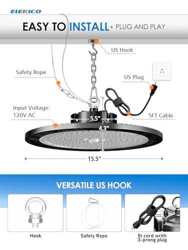 Industrial Grade 350W UFO LED High Bay Light SUPER BRIGHT 56000LM 5000K