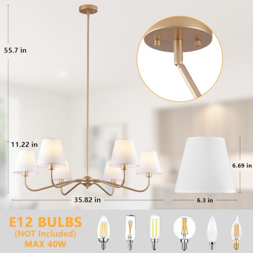 6 Light Gold Chandelier for Dining Room Light Fixture