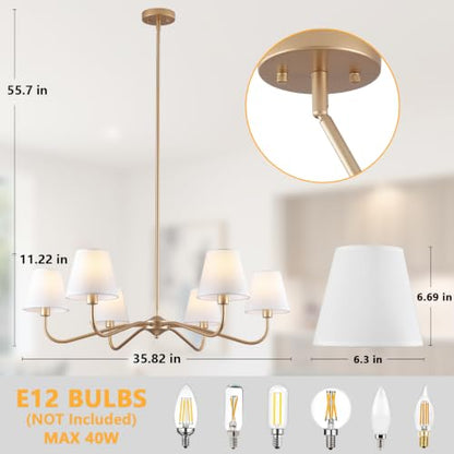 6 Light Gold Chandelier for Dining Room Light Fixture