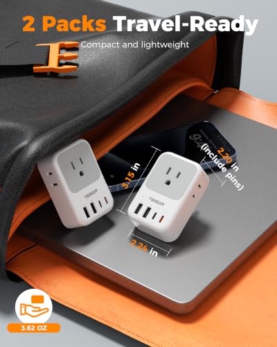 2 Pack 8 in 1 Travel Plug Adapter Type C