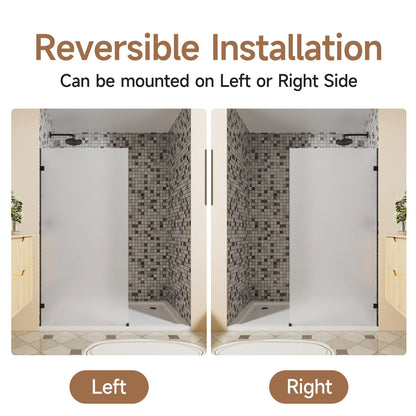 Shower Glass Panel 34" W x 72" H (Matte Black - Frosted / 34"W x 72"H - 10mm)
