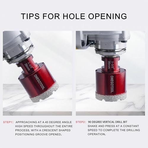 2pcs 1 4 Inch（6mm） Diamond Hole Saw Tile Masonry Core Drill bits for Porcelain Ceramic Concrete Granite Marble 5